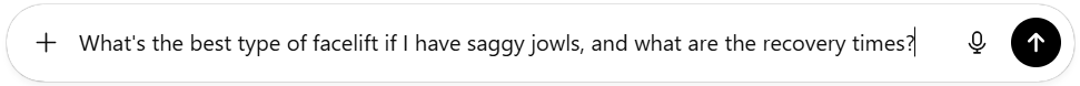 ChatGPT search bar for plastic surgeon search